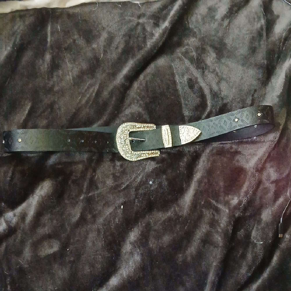 Elegant Black Belt with Silver Buckle